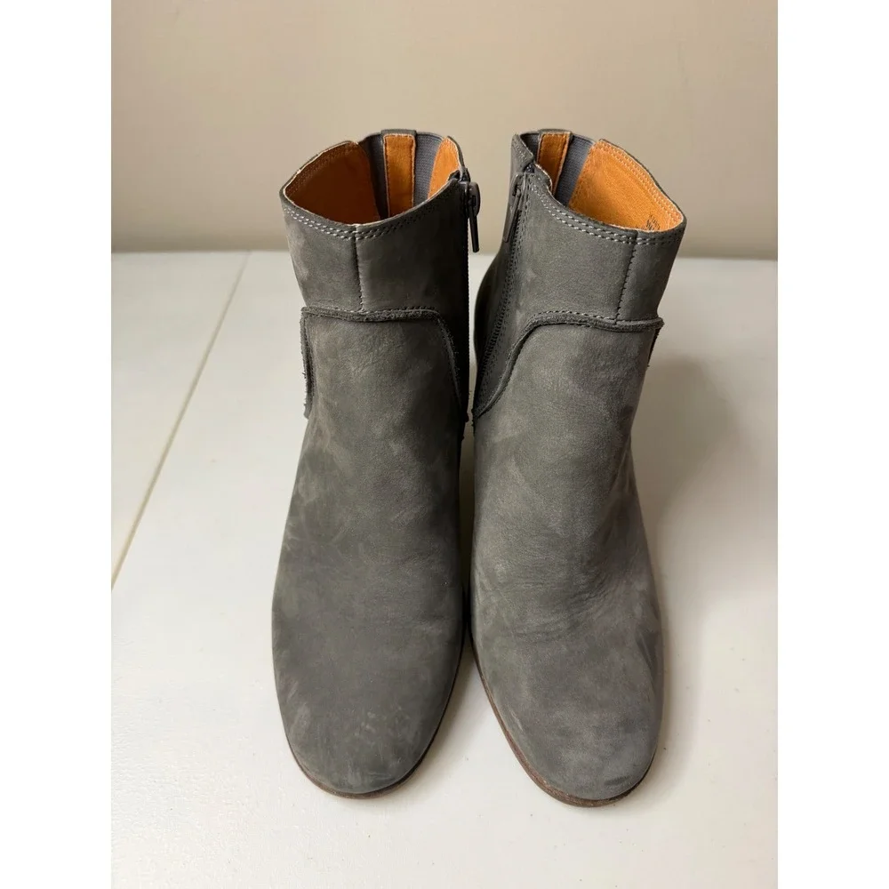 Lucky Brand Zanta Wedge Ankle Booties 9 Storm Gray Nubuck Leather Zip